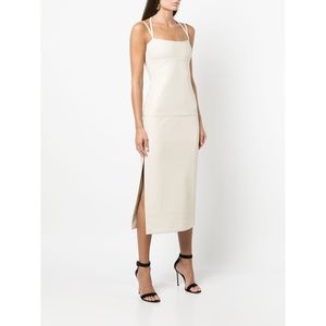 ALEXIS Jacqueline Faux Leather Midi Dress Ivory S